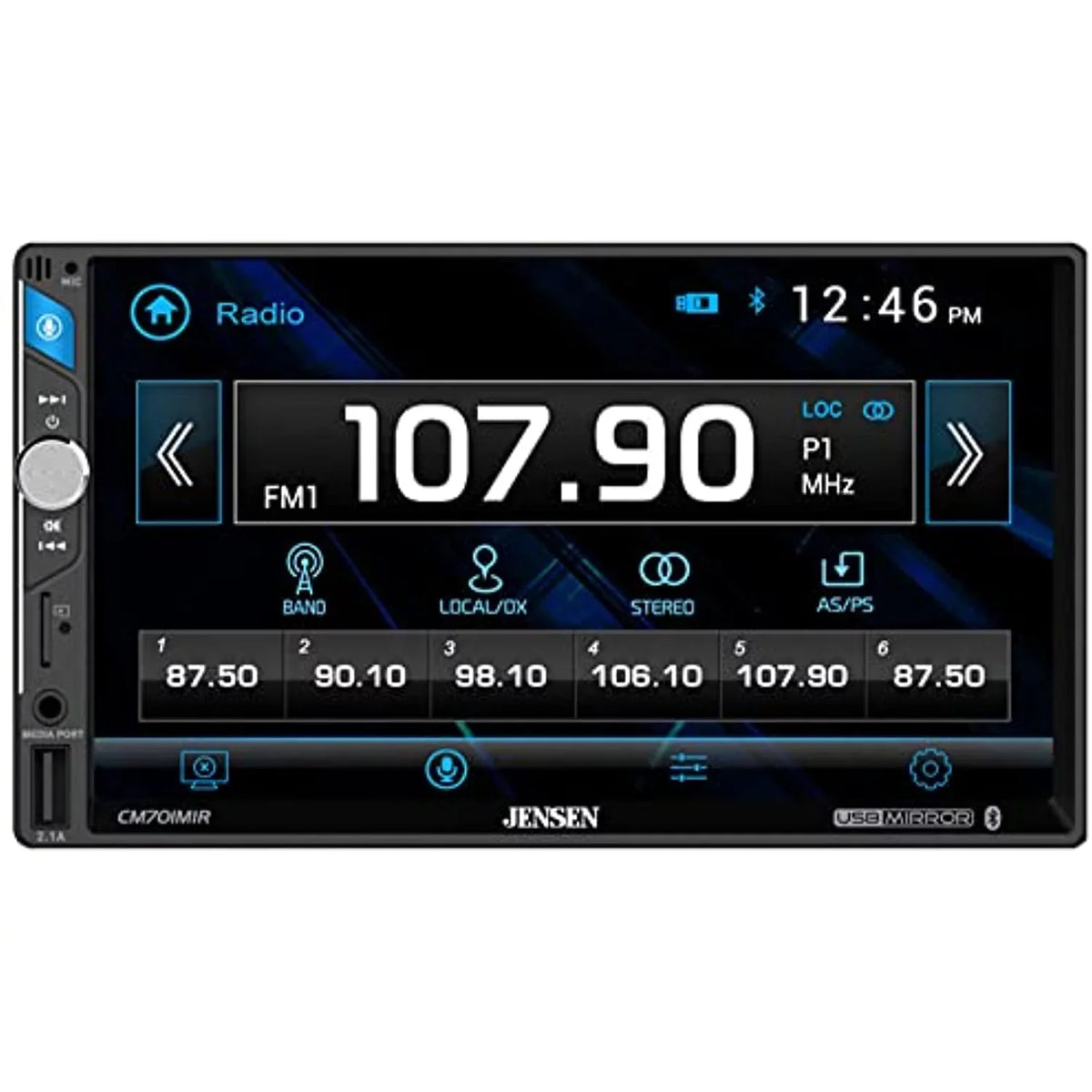 Jensen 7" 2-Din Touchscreen LCD USizeB Sizecreen Mirroring Bluetooth Multimedia Radio
