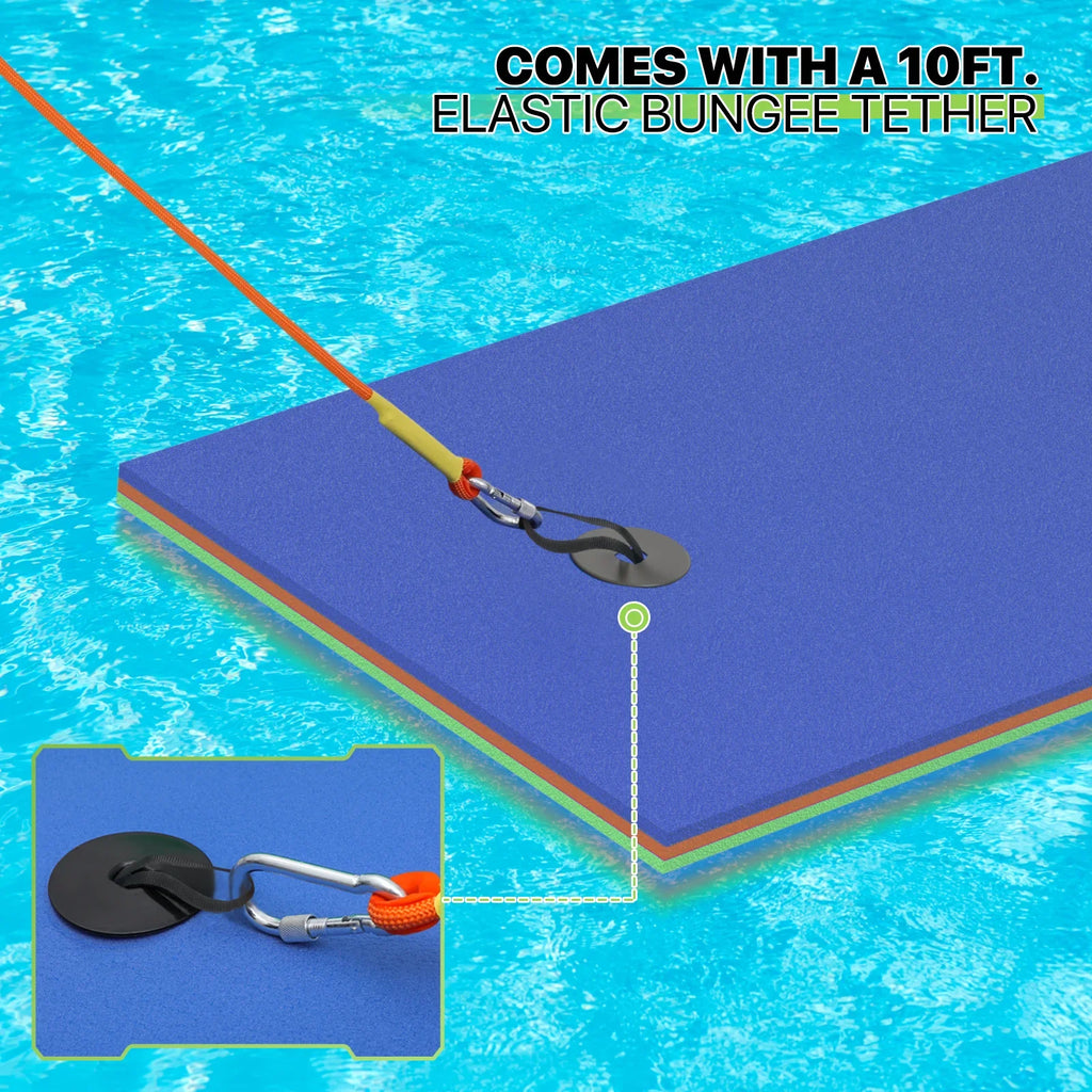 Magshion 6x2ft Floating Water Mat, 3-Layer Tear-Resistant XPE Pillow Water Floating Pad, Lake Float Mat Lily Pad for Recreation Pool River Ocean Outdoor Water Activities, Blue