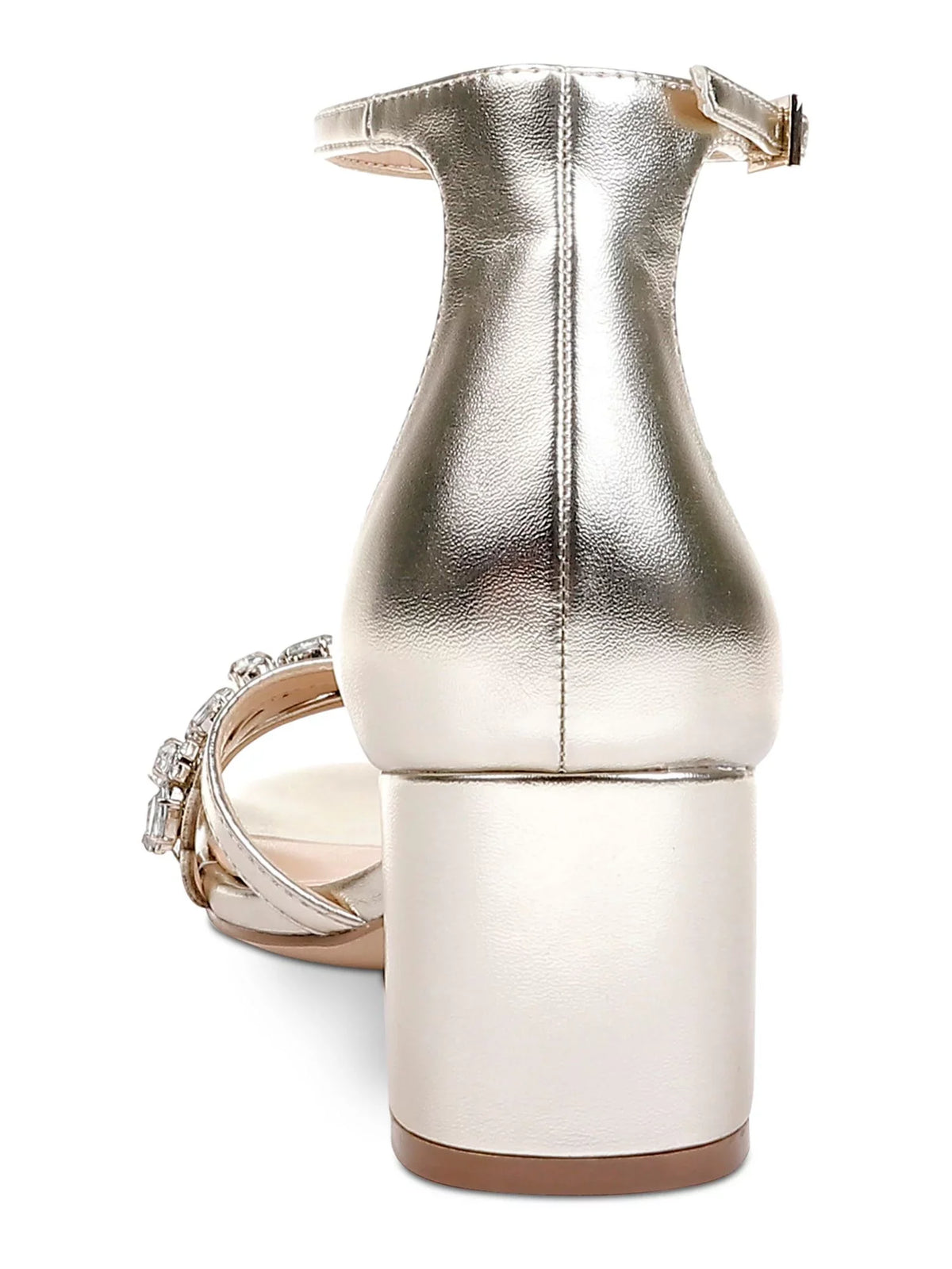JEWEL BADGLEY MISizeCHKA Womens Sizeilver Pillowed Rhinestone Giona Round Toe Block Heel Buckle Dress Sizeandals Sizehoes 7