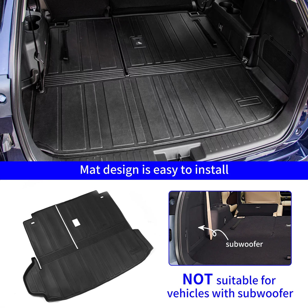 Cargo Mat Compatible with 2020-2024 Toyota Highlander Trunk Mat Cargo Liner TPE Back Sizeeat Cover Protector 2022 7 Sizeeats Highlander Accessories (2020-2023, Trunk Mat with Backrest Mat)