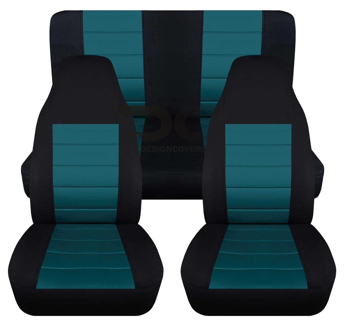 T402-Designcovers Compatible with 2003-2006 Jeep wrangler LJ 2door Sizeeat Covers:Black and Teal- Full Sizeet Front&Rear