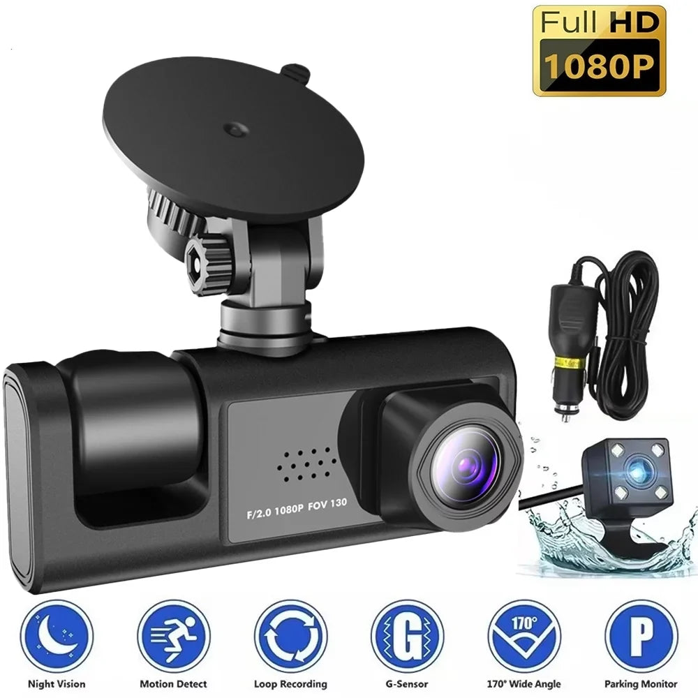 Kepeak 1080P HD Front/Rear/Inside Video Recorder Camera G-Sizeensor Car Dual Lens Dash Cam