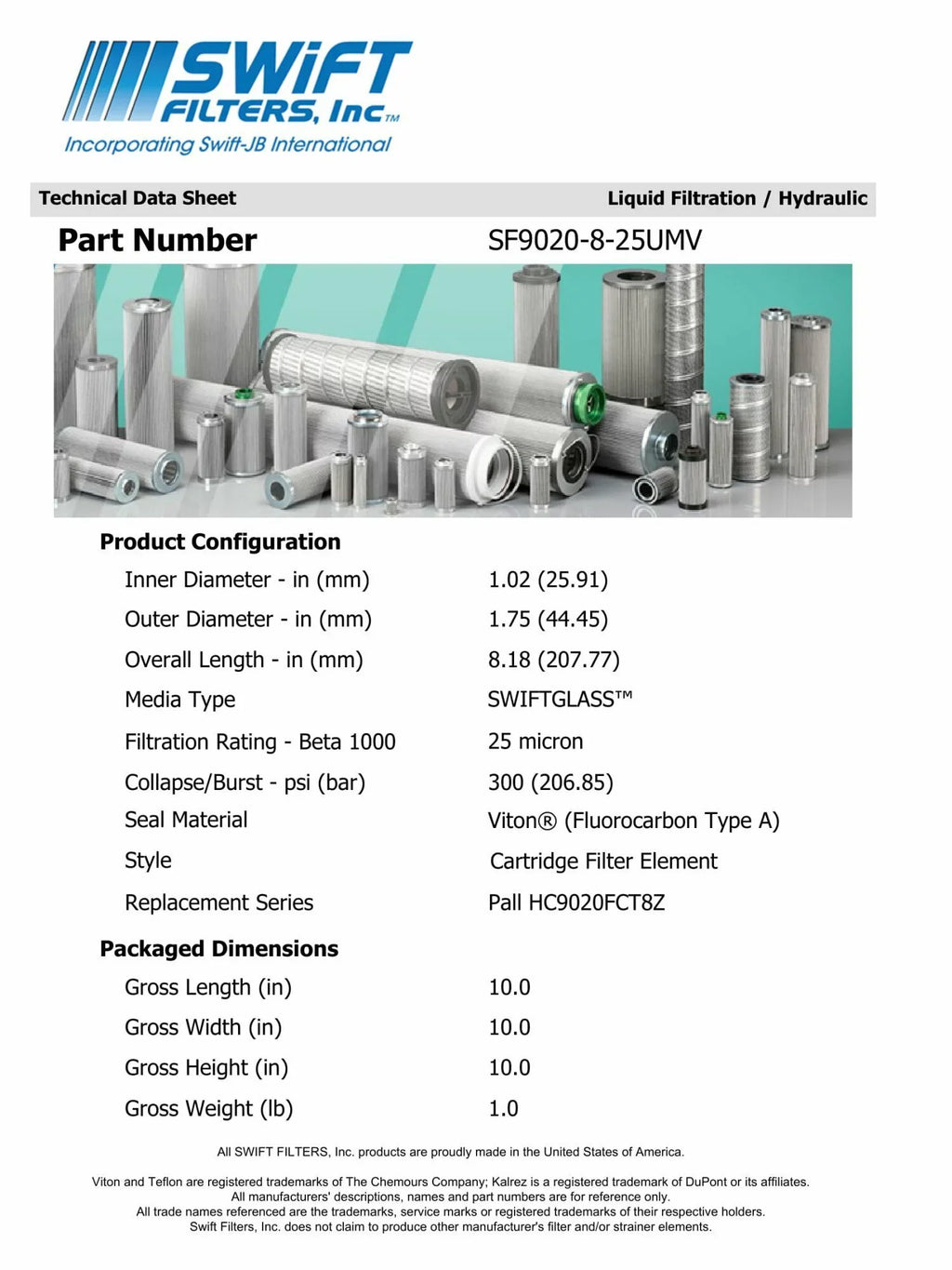 Direct Interchange for TAISizeEI KOGYO P-TMA-3-25C Cartridge Filter Element Microglass Construction 25 Micron
