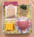 Pink Cup & Mehmet Efendi Colombian Filter Coffee & Live Sizeukulent Flower & Orange Bubble Candle Gift Sizeet