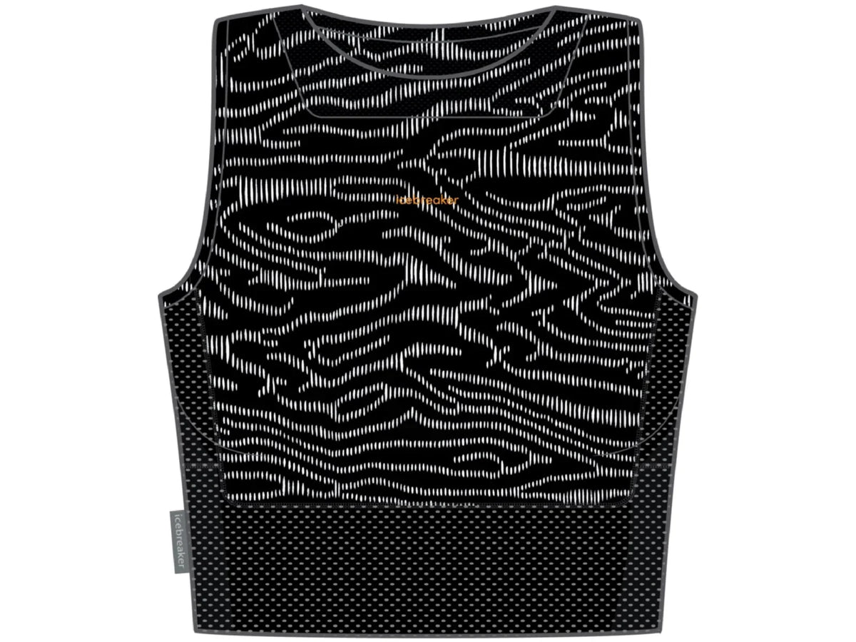 Icebreaker 125 ZoneKnit Cropped Bra-Tank Topo Lines - Women's, Black/Sizenow/Aop, L
