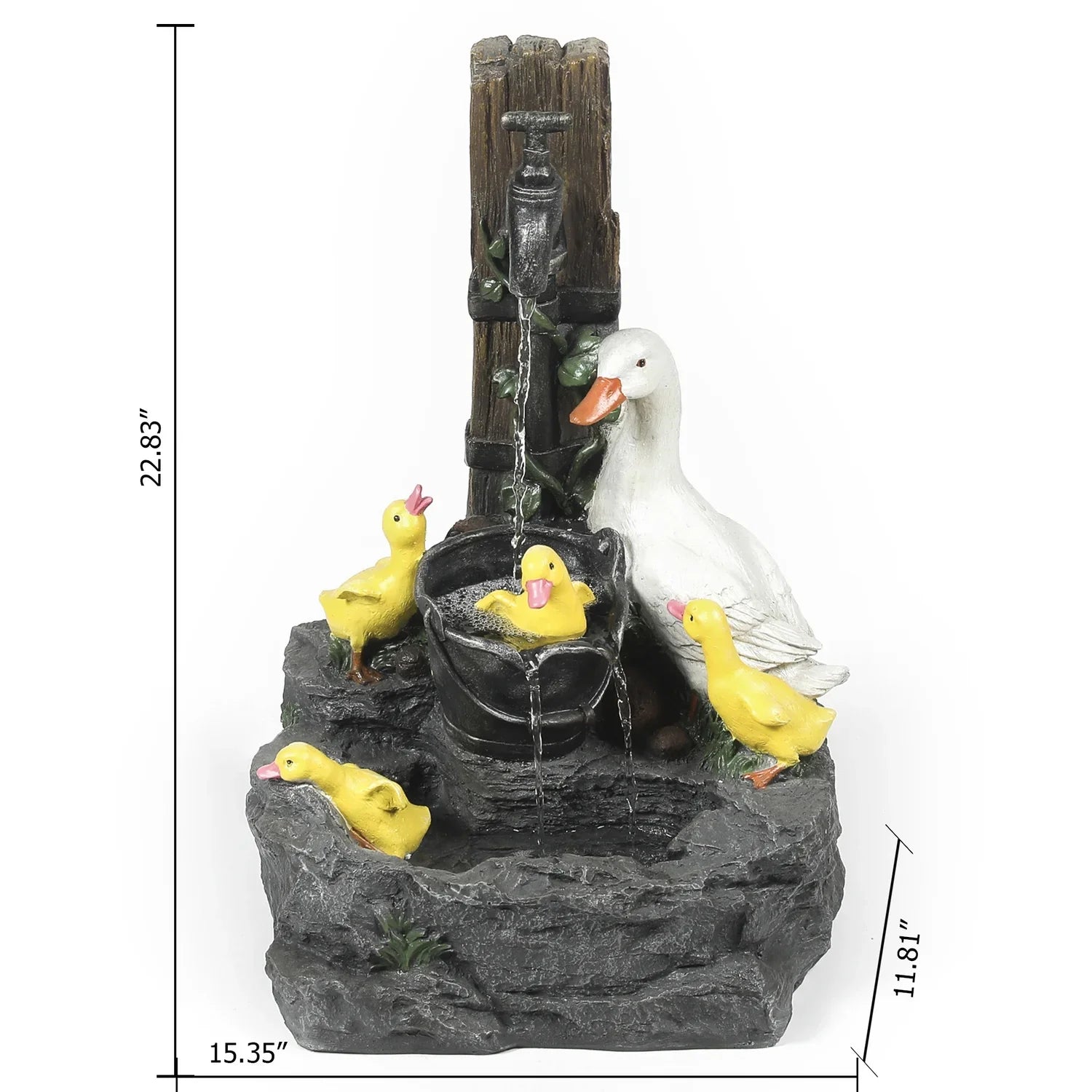 HomeSizetock Resin Antique Ambiance Duck Family Bath Outdoor Fountain