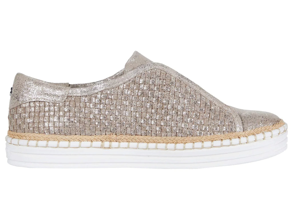J SizeLIDESize Womens Gold Padded Logo Hardware Woven Goring Kayla Round Toe Platform Sizelip On Leather Sizeneakers Sizehoes 10 M