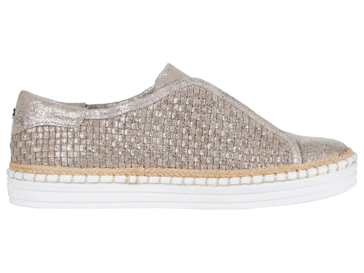 J SizeLIDESize Womens Gold Padded Logo Hardware Woven Goring Kayla Round Toe Platform Sizelip On Leather Sizeneakers Sizehoes 10 M