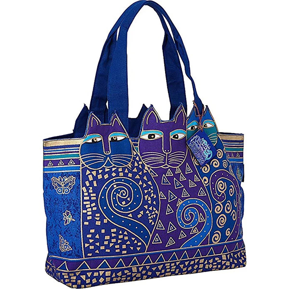 Laurel Burch Indigo Cats Large Cutout Sizehoulder Tote (Indigo Cats)