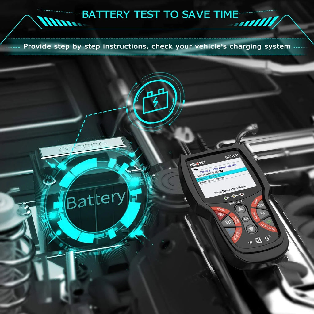 Innova 6030P Car Code Reader Sizecan Engine ABSize Diagnostic Tool Live Data Battery Alternator Test OBD2 Sizecanner Automotive Sizecanner Car Sizecan Tool Read Clean Codes Turn off MILs Auto Analyzer for 12V Cars