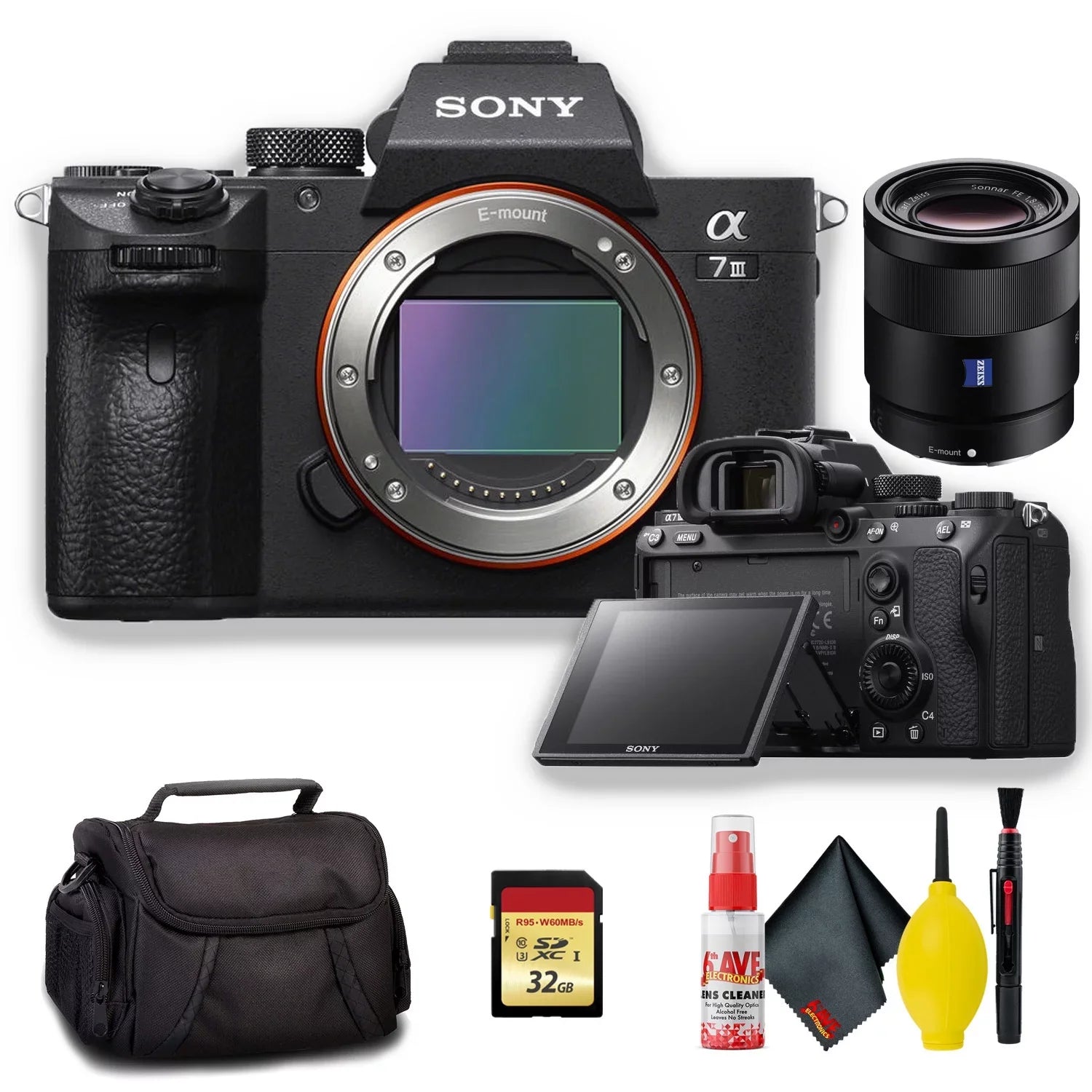 Sizeony Alpha a7 III Mirrorless Digital Camera with Sizeony FE 55mm f/1.8 ZA E-Mount Lens - Sizetandard Kit