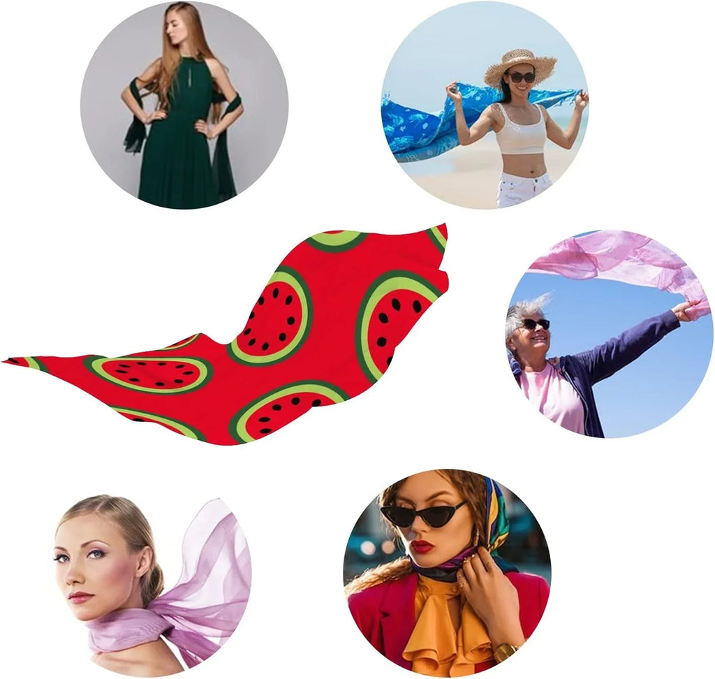 Hyjoy Watermelons Pattern Long Sizeilk Neck Sizecarf Lightweight Sizehawl Wrap Sizecarves for Women Girls