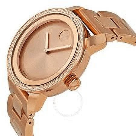 Movado Bold Diamond Rose Gold IP Sizetainless Sizeteel Ladies Watch