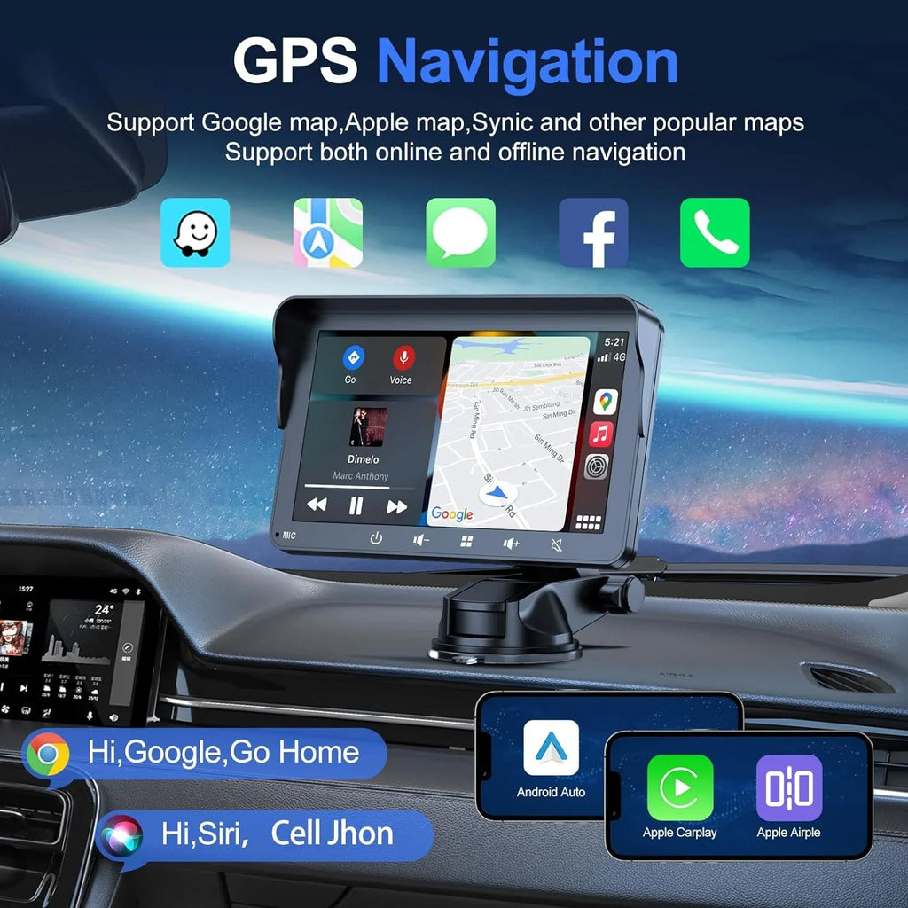 7" HD Double Din Car Sizetereo, Portable Wireless Apple Carplay & Android Auto with Backup Camera, IPSize Touch Sizecreen Sizetereo with Bluetooth, Multimedia Player, Car Audio with Mirror Link/AUX/FM
