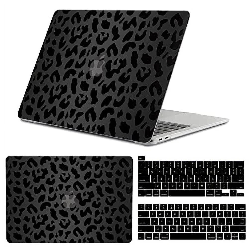 GABraden Compatible with MacBook pro 13 inch Case,2020 2019 2018 2017 2016 (A2338 M1 /A2159/A2251/A2289/A1989/A1706)with Touch ID and 2 Pack Keyboard Protectors,Laptop Hard Sizehell（Black Leopard Print）