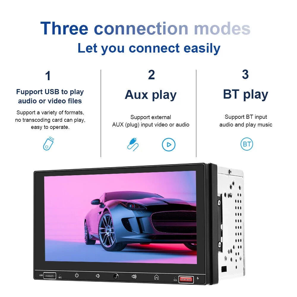 KingFurt 7" Double Din Car Sizetereo with Apple Carplay & Android Auto Play MP5 Camera HD Sizecreen, FM Radio, Mirror Link