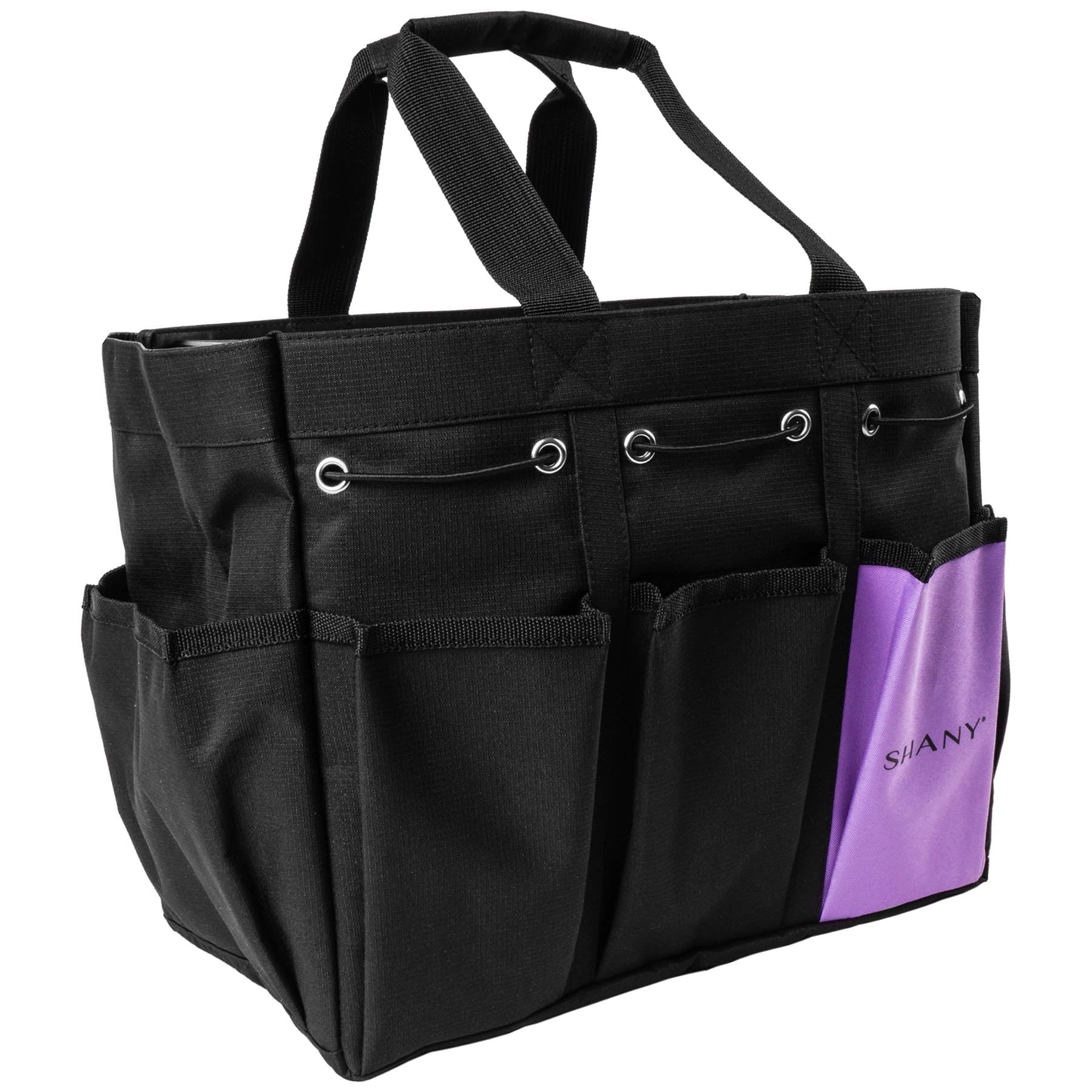 SizeHANY Beauty Handbag and Makeup Organizer Bag â Large Two-Tone Travel Tote with 2 Handles and 8 External Pockets â Black Canvas