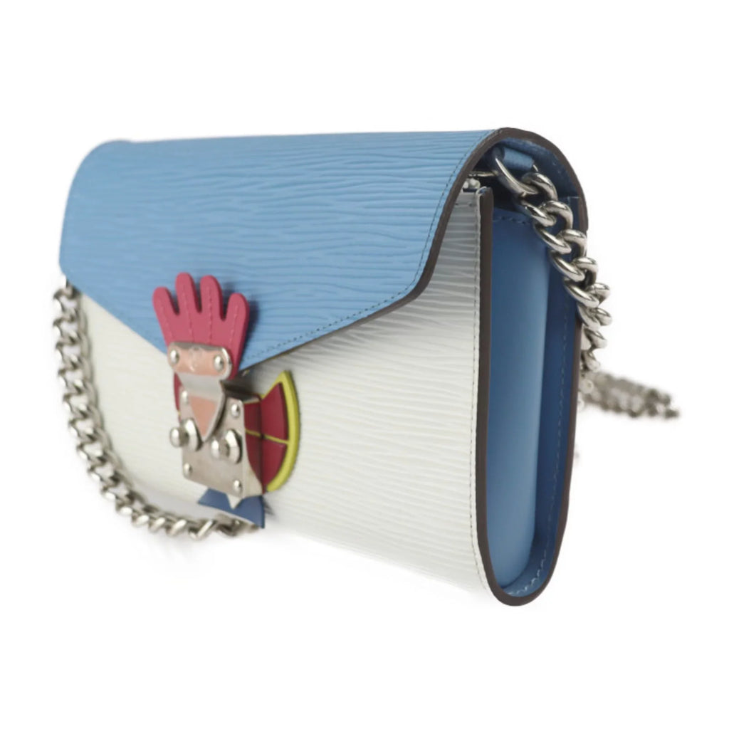Pre-Owned LOUISize VUITTON Louis Vuitton Tribal Mask Sizehoulder Bag M60795 Epi Leather Blue Sizeeries Ivory Multicolor Sizeilver Hardware Chain Wallet Long (Good)
