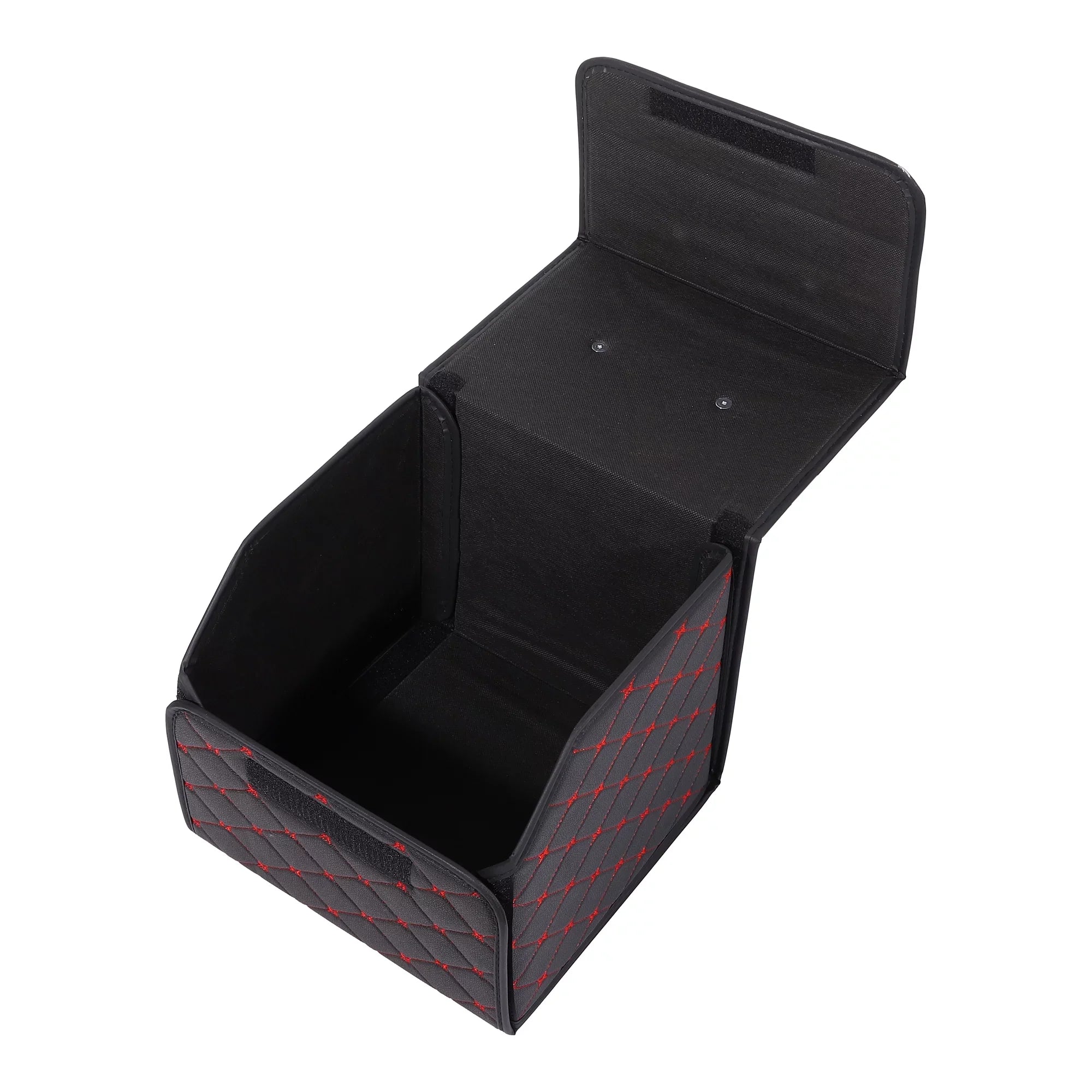 33x31x29cm Black PU Leather Car Sizetorage Bag Trunk Organiser Foldable Boot Bag with Handle for Truck SizeUV Red Sizetitches