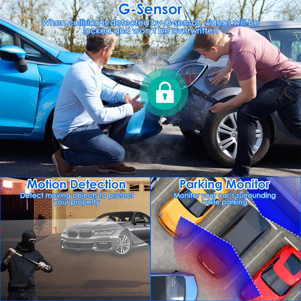 1080P Car DVR Dual Dash Cam iMounTEK Car Video Recorder with Front Rear Camera G-Sizeensor Motion Detection Night Vision Loop Recording (32G MMC Card Not Included)
