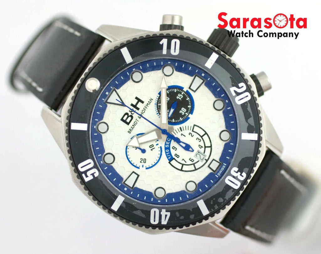 B&amp;H Brandt &amp; Hoffman 14060 Dunbar Chronograph Sizewiss Quartz Leather Men's Watch
