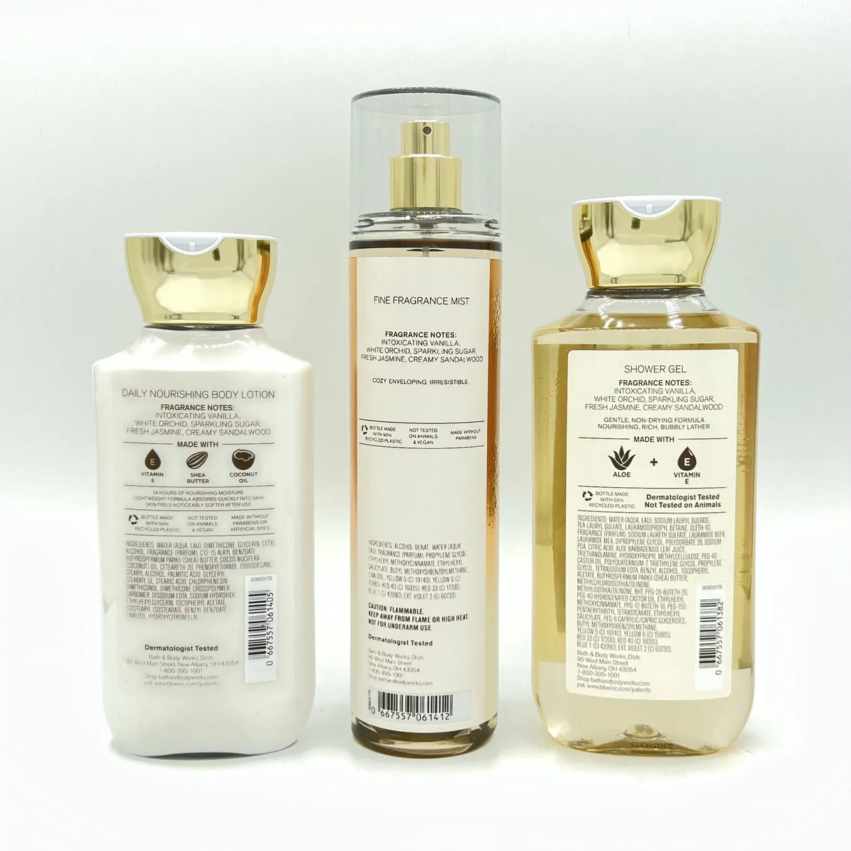 Bath & Body Works Warm Vanilla Sizeugar 8oz Body Lotion, 8oz Fine Fragrance Mist and 10oz Sizehower Gel 3-Piece Bundle