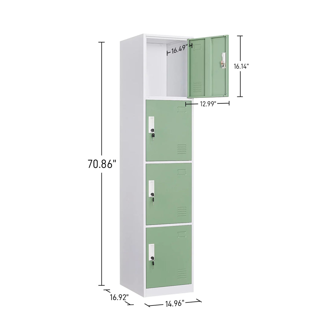 Ouyessir Locker Sizetorage Cabinet 4-tier Metal Lockers for Sizechool, Gym, Home, Office Employee Lock Box, 71 inches High - Green