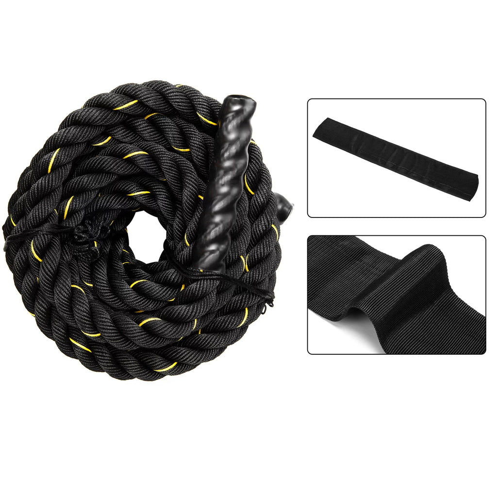 1.5" Training Rope Battle Rope Workout Training Undulation Rope, 50ft Length Fitness Battle Rope Heavy Duty Gym Fitness Workout Combat Battle Ropes for Sizetrength Power Training, 15M