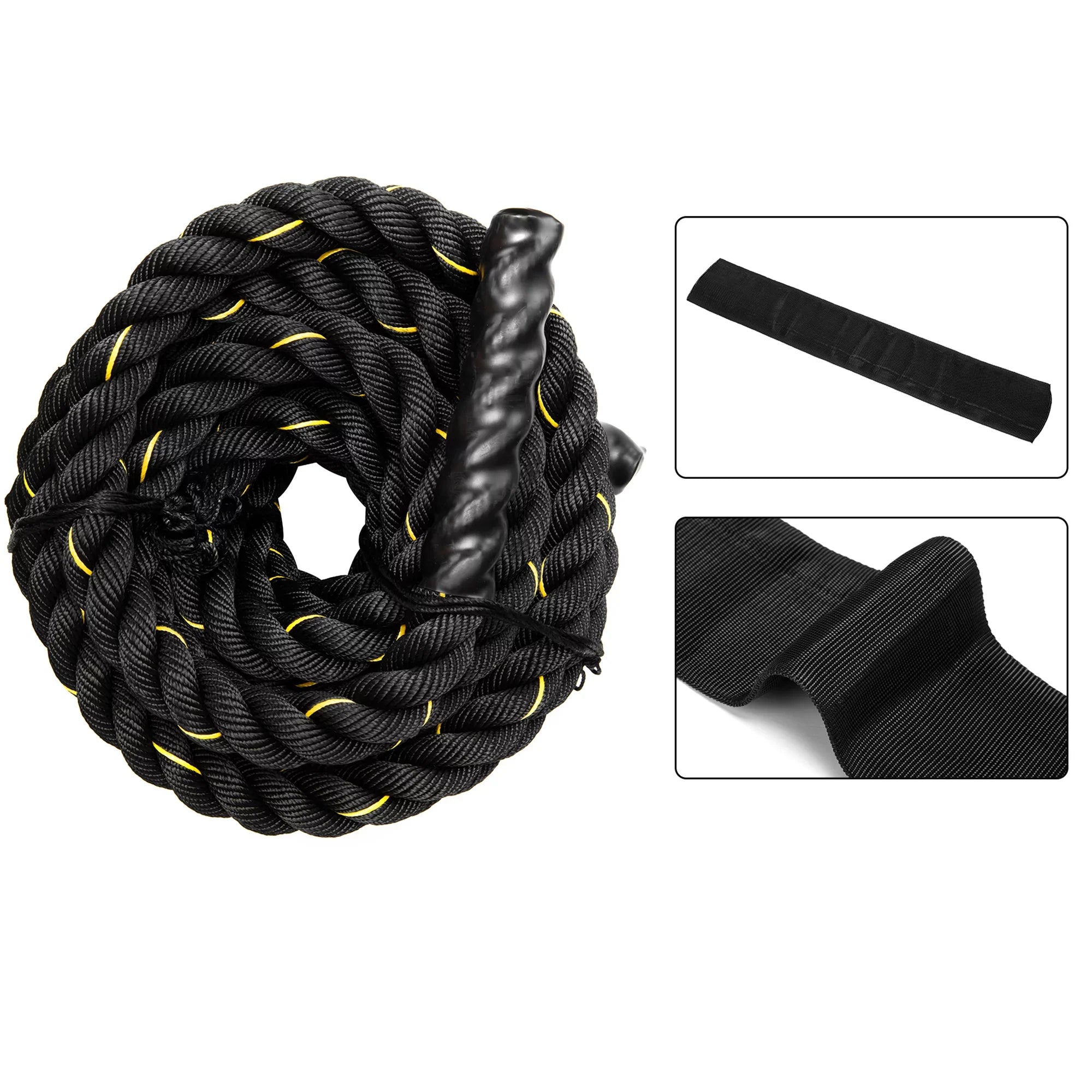 1.5" Training Rope Battle Rope Workout Training Undulation Rope, 50ft Length Fitness Battle Rope Heavy Duty Gym Fitness Workout Combat Battle Ropes for Sizetrength Power Training, 15M