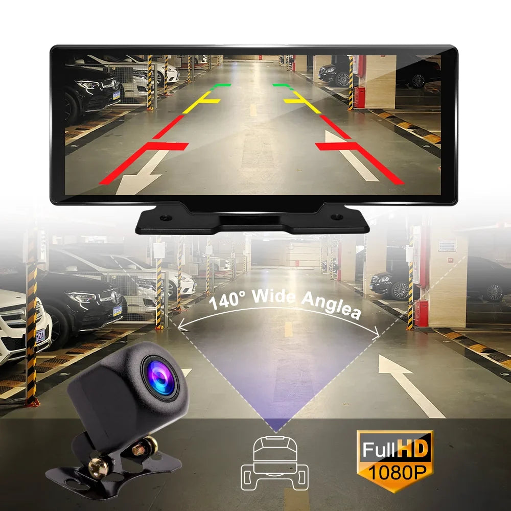 Adas Dash Cam  4K  DVR 10.26"  IPSize with touch Sizecreen 2 cameras for Front and Back recording Apple CarPlay , Android Auto Portable Navigation