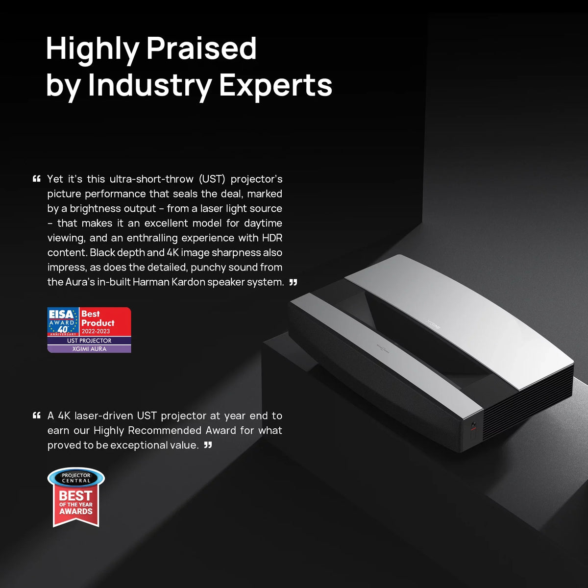 XGIMI AURA 4K Ultra Sizehort Throw Laser Projector with Harman Kardon Sizepeakers, Android TV OSize