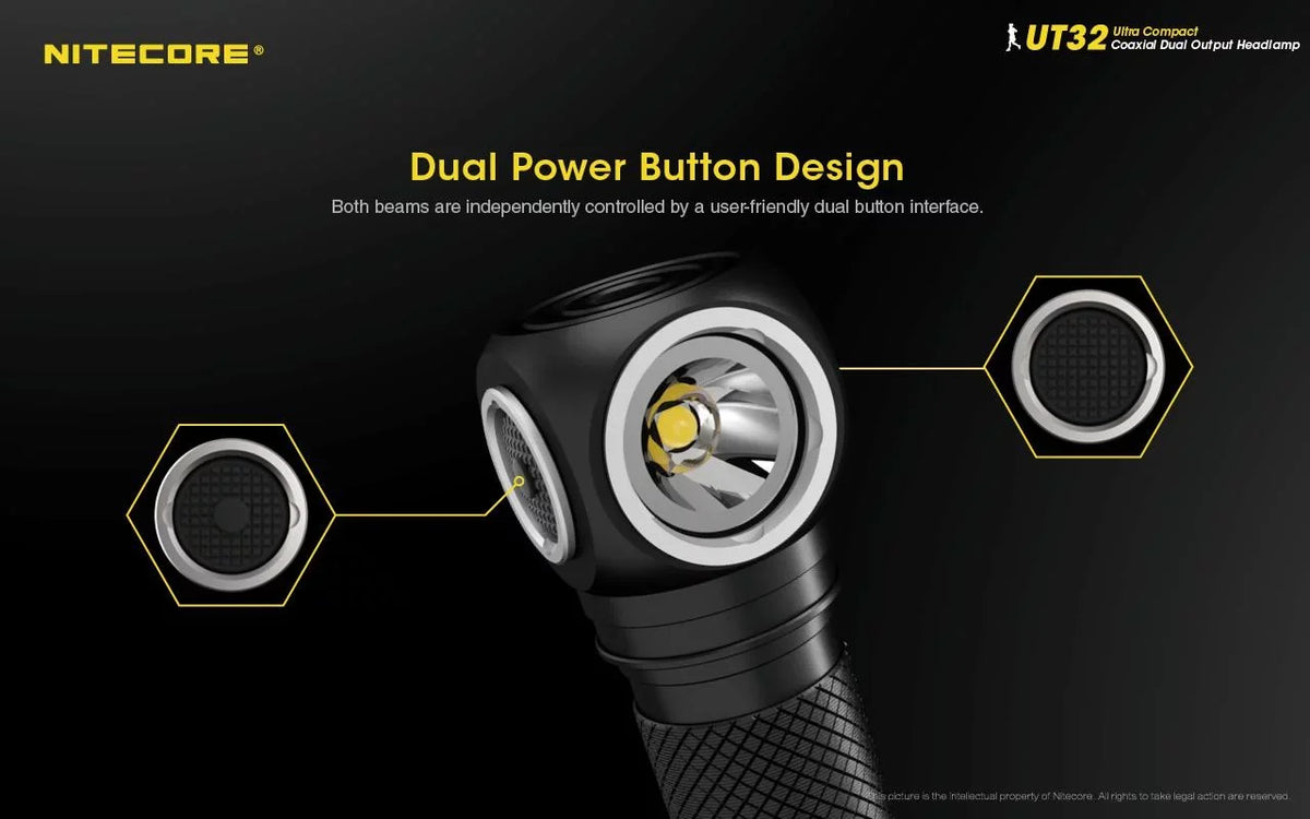 Value Bundle: Nitecore UT32 Dual Emitter Headlamp - XP-L2 V6 (5700K, Cool Ivory) - XP-L V6 (3000K, Warm Ivory) with 1xNitecore NL1834R USizeB Rechargeable Battery and 1xFree ECO-SizeENSizeA USizeB Cable