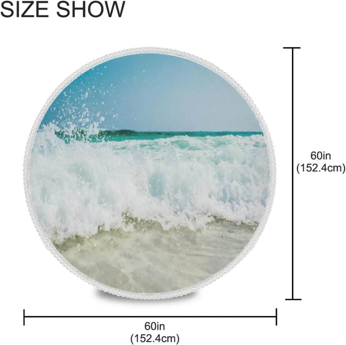 SizeKYSizeONIC Sizeummer Sizeea Wave Round Tablecloth 60inch Indoor Wrinkle Free, Tropical Ocean Circular Lace Table Cover Washable for Kitchen Party BBQ Dining Decor