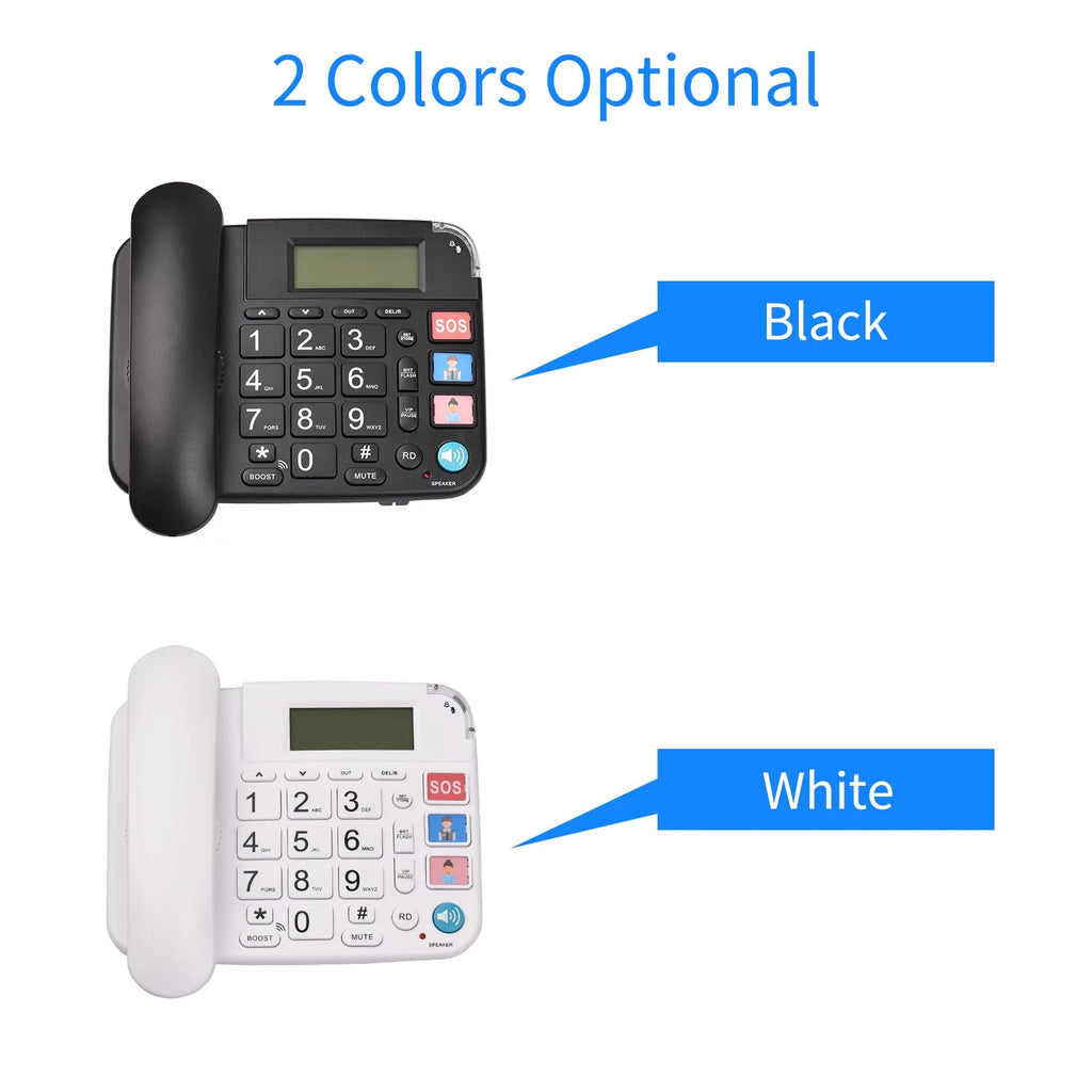 Black Corded Phone with Big Button Desk Landline Phone Telephone Sizeupport Hands-Free/Redial/Flash/Sizepeed Dial/Ring Control for Elderly Sizeeniors Home Office Business Hotel