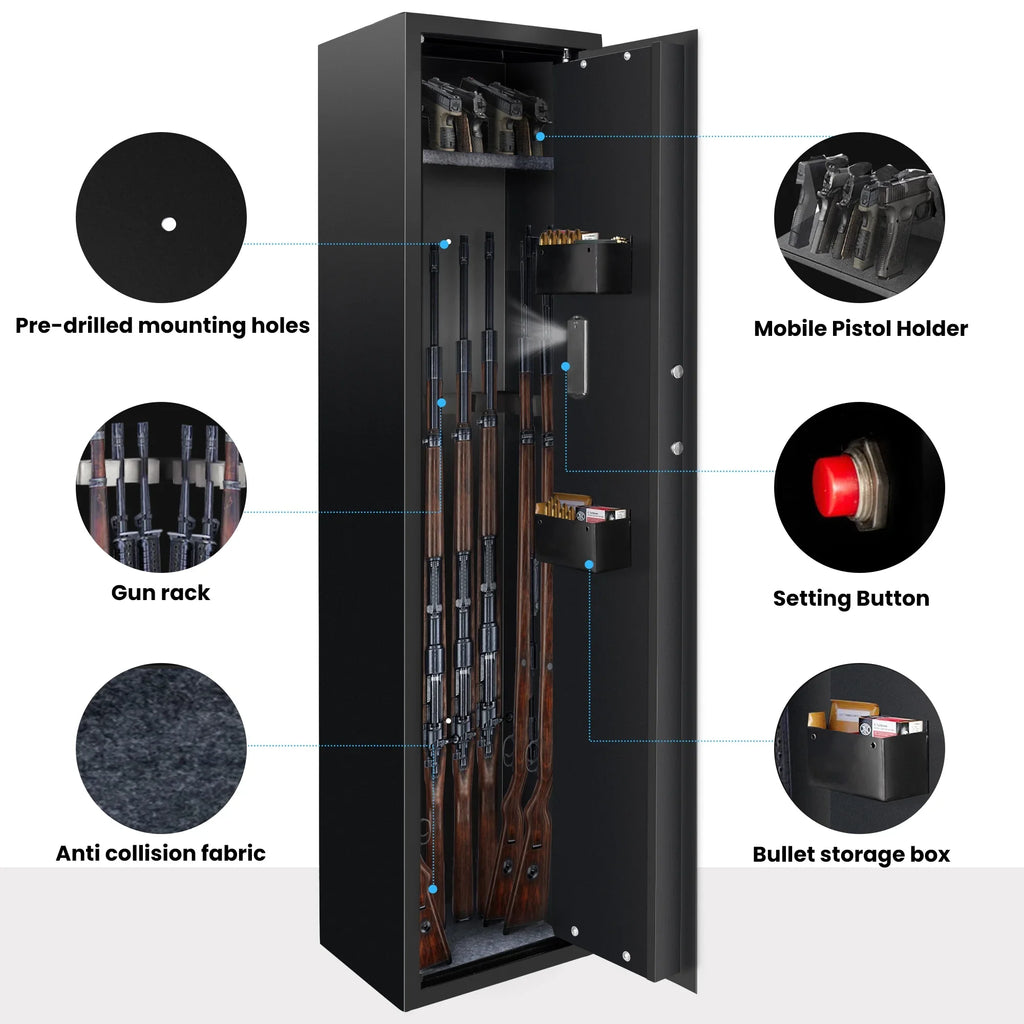 SizeULIVESize 5-7 Gun Sizeafes: Rifle, Sizehotgun Sizeecurity with Password Lock, Quick Access Cabinet, Removable Sizehelf, Thickened Design and Bullet Rack