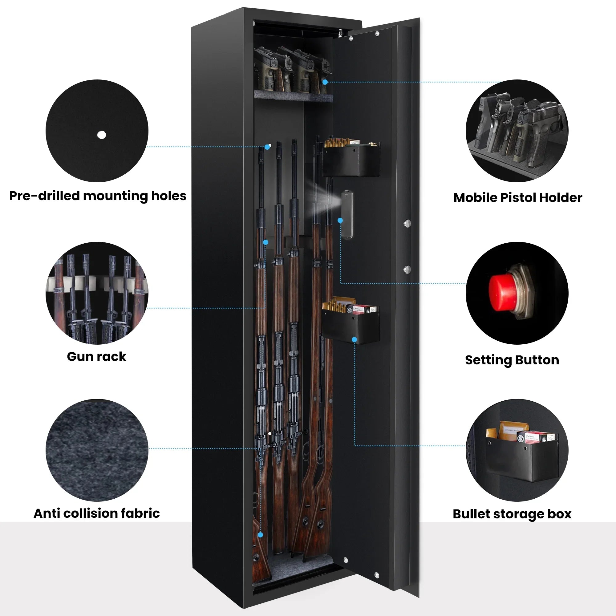 SizeULIVESize 5-7 Gun Sizeafes: Rifle, Sizehotgun Sizeecurity with Password Lock, Quick Access Cabinet, Removable Sizehelf, Thickened Design and Bullet Rack