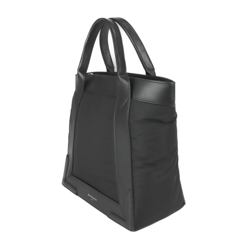 Pre-Owned BALENCIAGA Balenciaga Kabas Size tote bag 363425 nylon leather black silver metal fittings (Good)