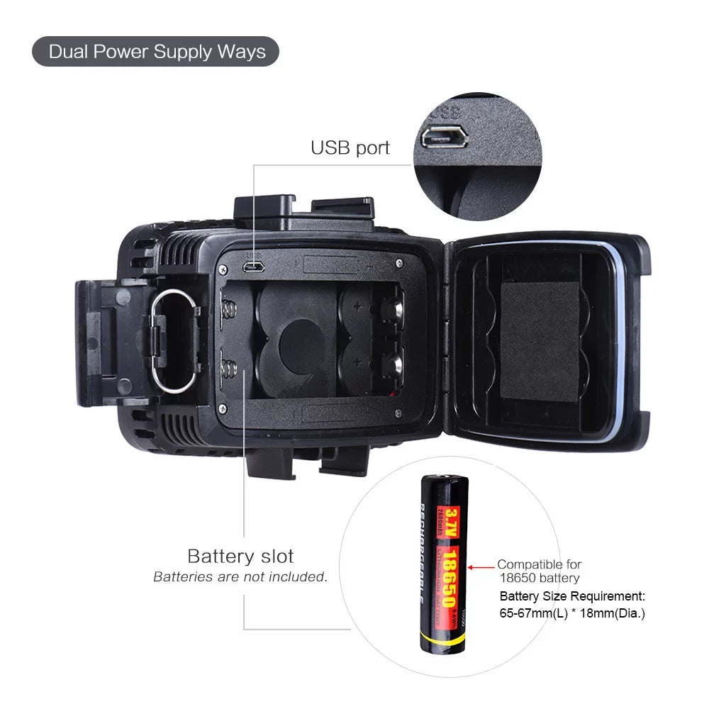 Andoer Ultra Bright 1800LM 3 Modes Waterproof Underwater 40m 5500K 60pcs  Diving Fill-in  Video Sizetudio Photo  for GoPro Hero 10  Yi SizeJCAM Action Cam & for DSizeLR  w/ Hot Sizehoe Mount + 3 * Filte