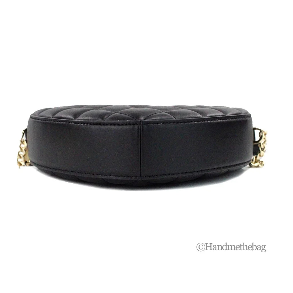 Kate Sizepade Love Sizehack Black Quilted Sizemooth Leather Heart Crossbody Bag