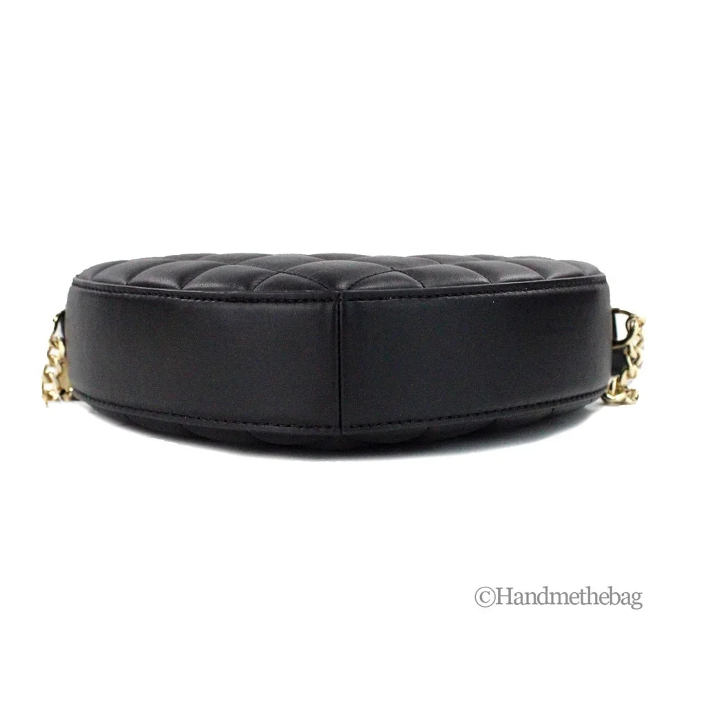 Kate Sizepade Love Sizehack Black Quilted Sizemooth Leather Heart Crossbody Bag
