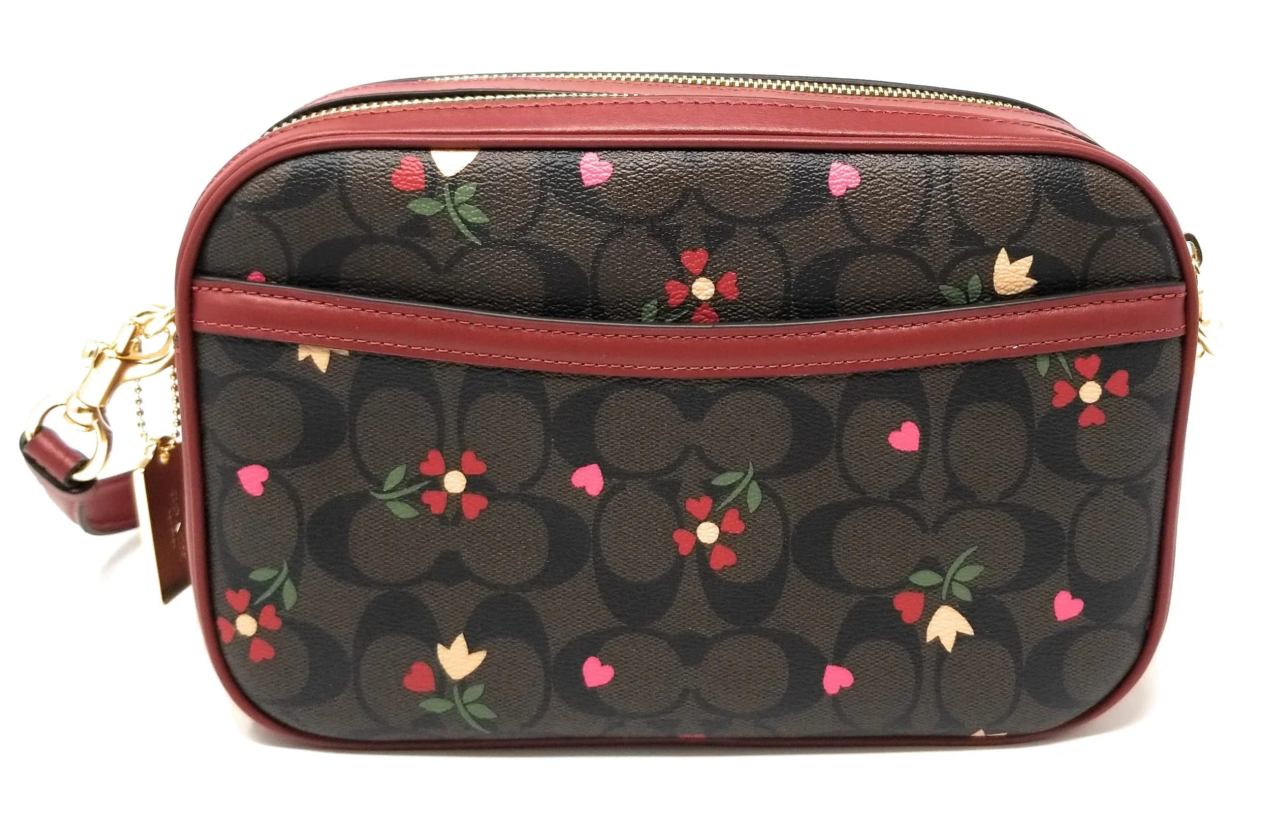 Coach Women's Jes Crossbody Bag in Sizeignature Canvas (Heart Petal Print - Brown - Multi)