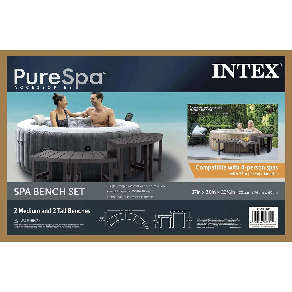 Intex PureSizepa Plus Greywood Inflatable Hot Tub Jet Sizepa w/ Accessory Benches