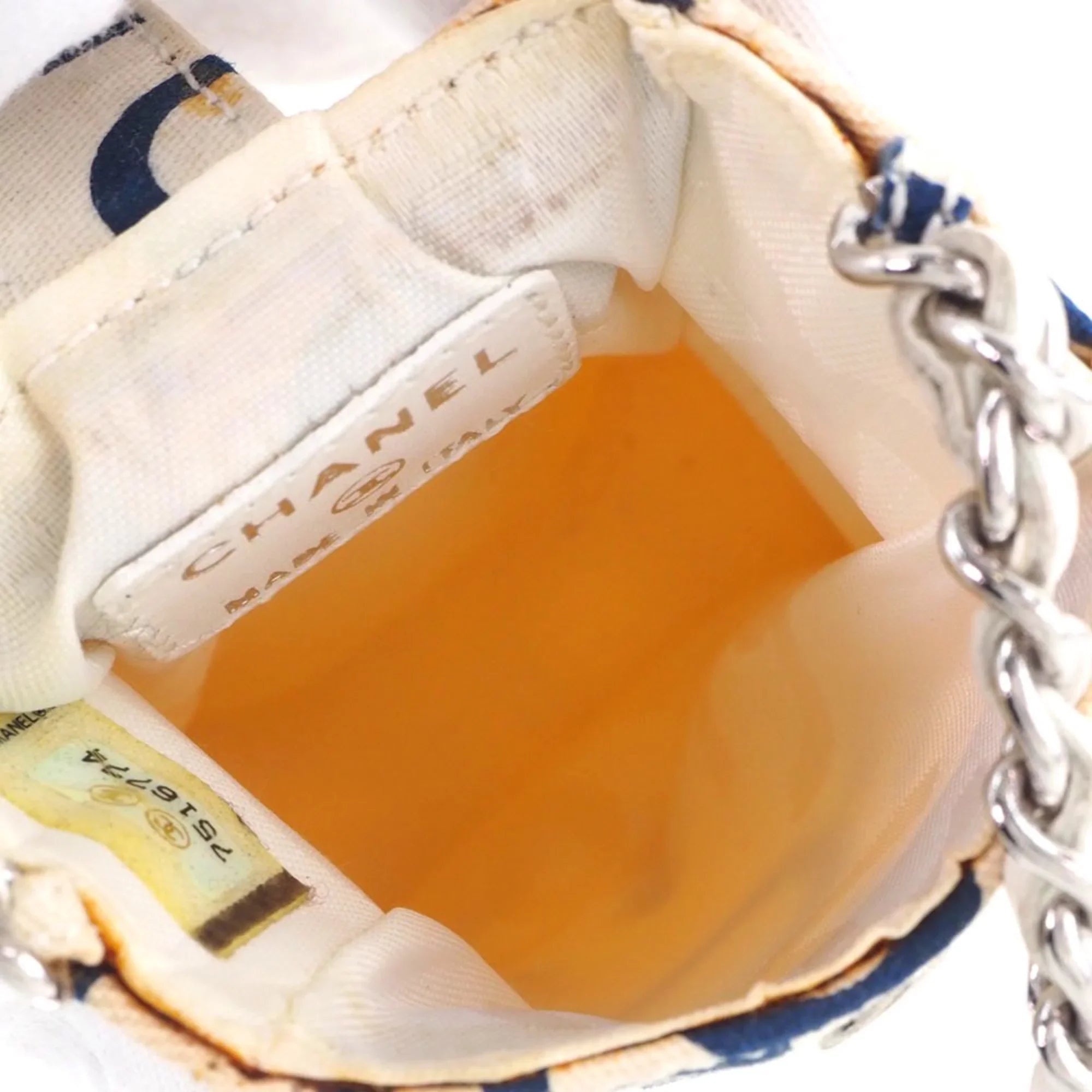 Pre-Owned Chanel Chain Pouch Canvas Ivory/Blue Women's (Good)
