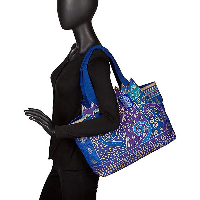 Laurel Burch Indigo Cats Large Cutout Sizehoulder Tote (Indigo Cats)