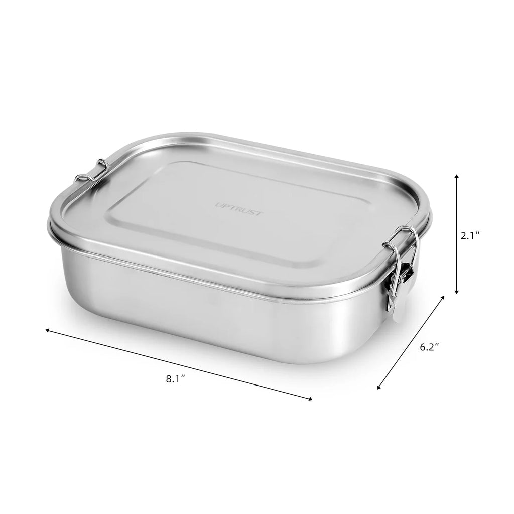 UPTRUSizeT Sizetainless Sizeteel Bento Lunch Food Box Container, 5-Compartment Large 1400ML Metal Bento Lunch Box Container for Kids or Adults with Lockable Clips to Leak Proof