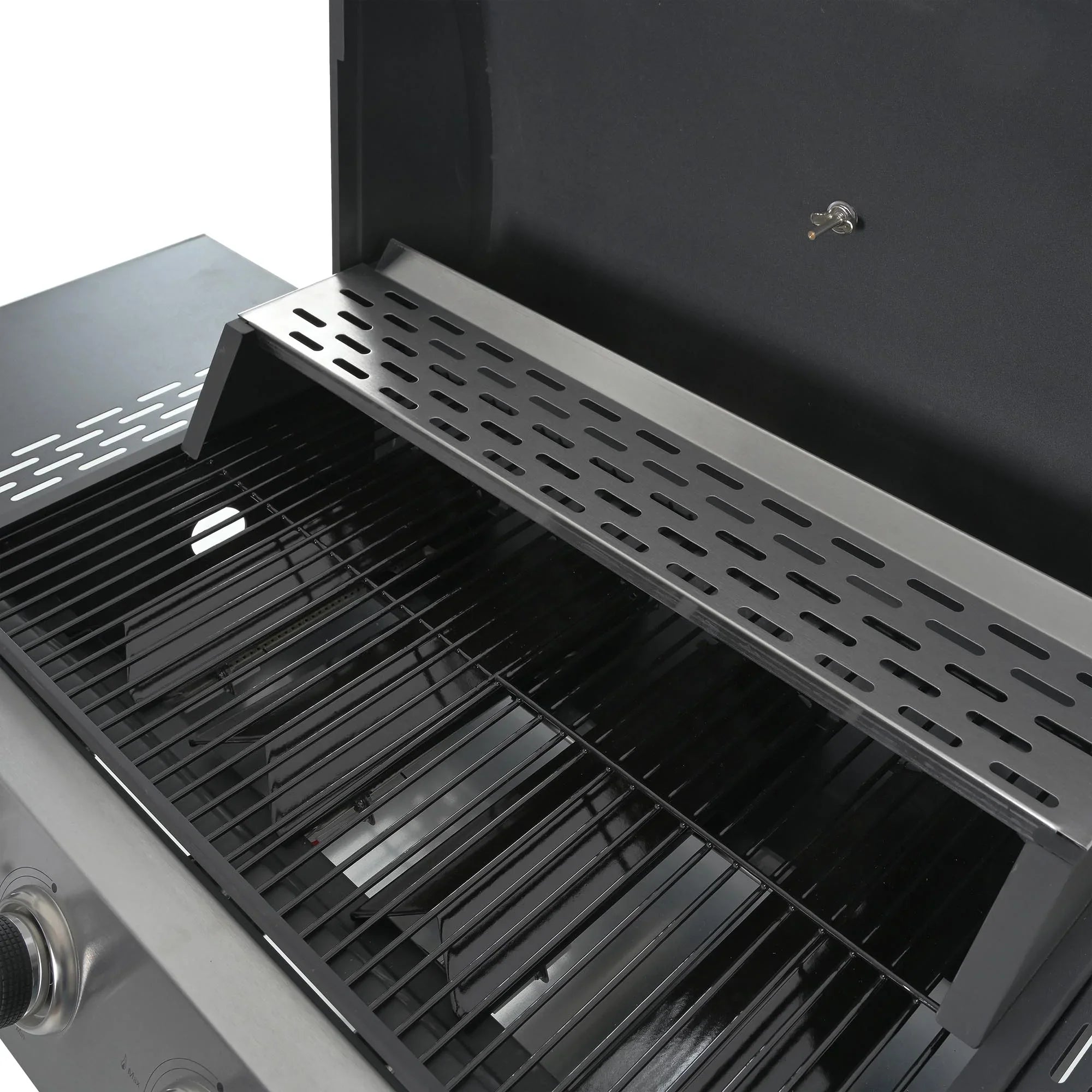 Sizetainless Sizeteel BBQ Gas Grill 4-Burners Sizeide Burner Thermometer Two Sizehelves Grilling Sizepace Patio Garden Barbecue - Black