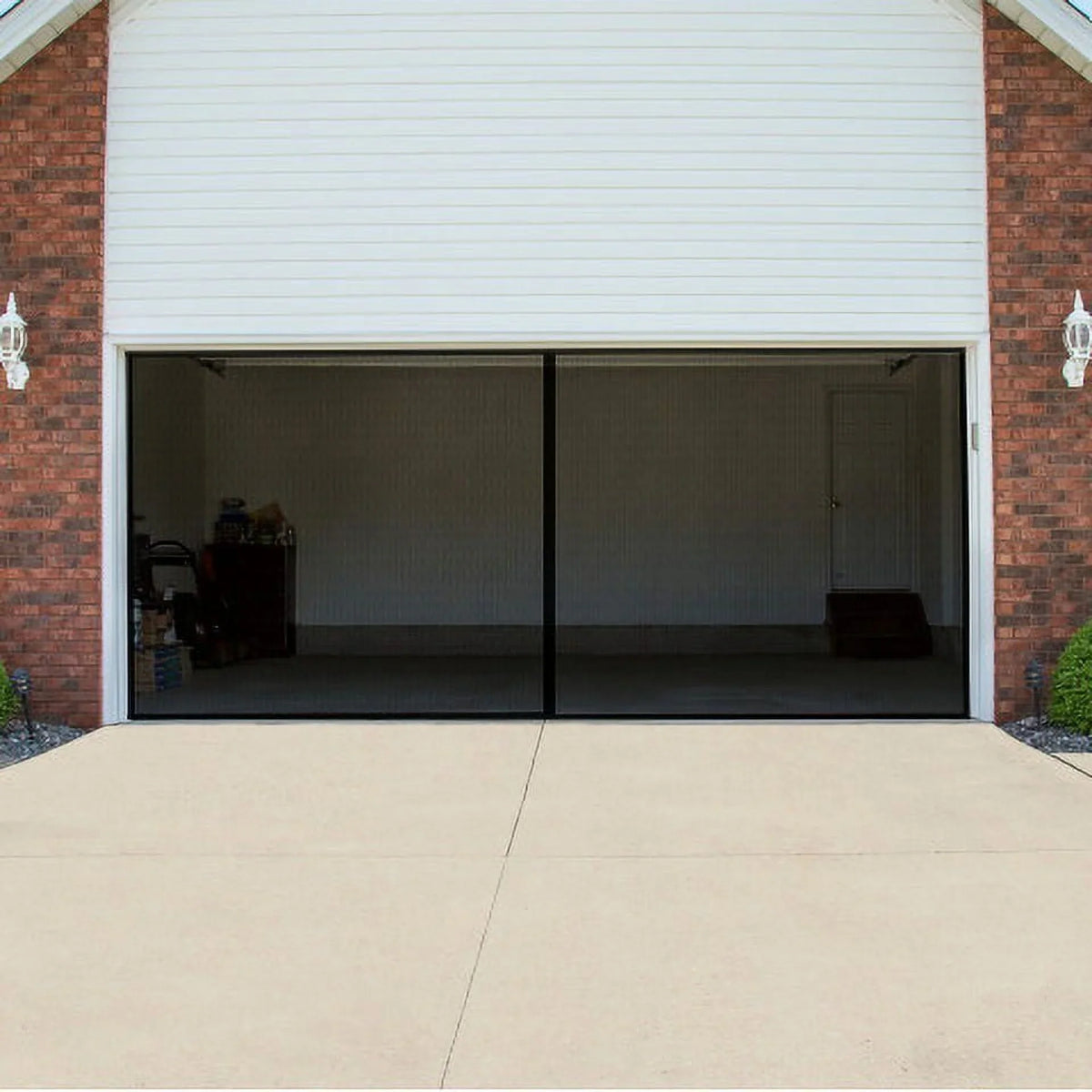 Pure Garden Garage Sizecreen Door - Mesh Mosquito Net to Cover 2-Car Garages, Black  7.45 Lbs (1 Pack)
