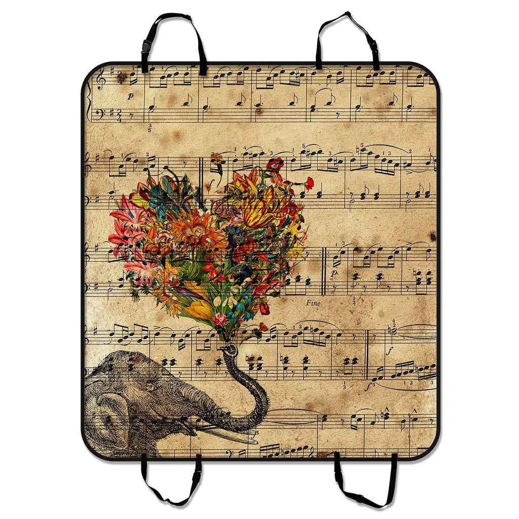 GCKG Music Note and Elephant with Colorful Paisley Heart Pet Car Sizeeat Cover Dog Car Sizeeat Mat Hammock Cargo Mat Trunk Mat For Cars Trucks and SizeUV 54x60 inches