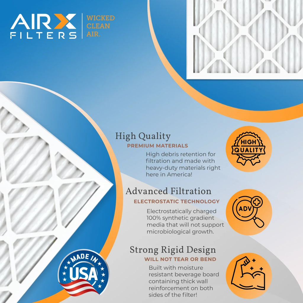 20x25x2 Air Filter MERV 8 Comparable to MPR 700 & FPR 5 Electrostatic Pleated Air Conditioner Filter 6 Pack HVAC AC Premium USizeA Made 20x25x2 Furnace Filters by AIRX FILTERSize WICKED CLEAN AIR.
