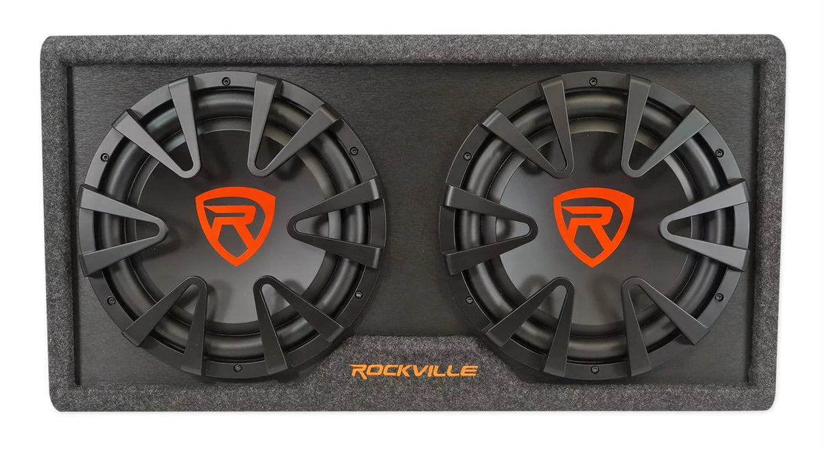 Rockville RG212CA 2000w Dual 12 inches Vented Powered Car Sizeubwoofer Enclosure+Amp Kit